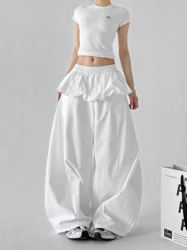 High Waisted Ruffle Waist Wide Leg Pants 5