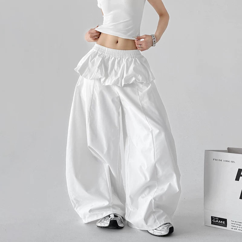 6044831900649,6044831900650,6044831900651,6044831900652, High Waisted Ruffle Waist Wide Leg Pants