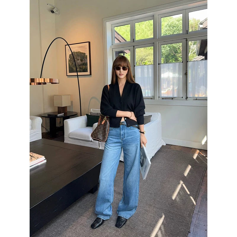 High-Waisted Straight Leg Jeans Pants 4