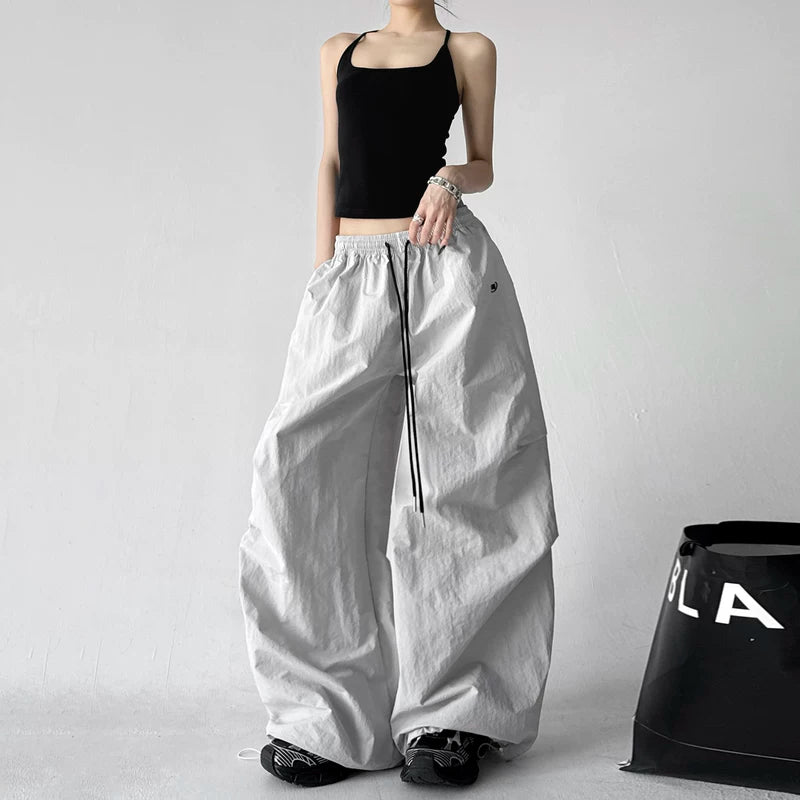 High-Waisted Wide-Leg Drawstring Workwear Pants 2