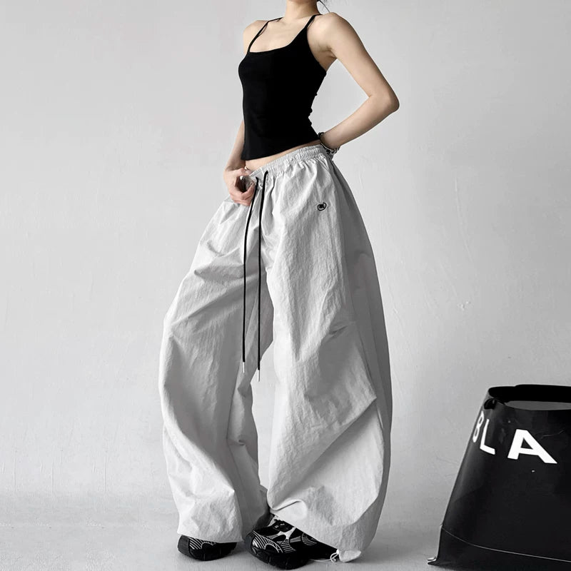 High-Waisted Wide-Leg Drawstring Workwear Pants 3