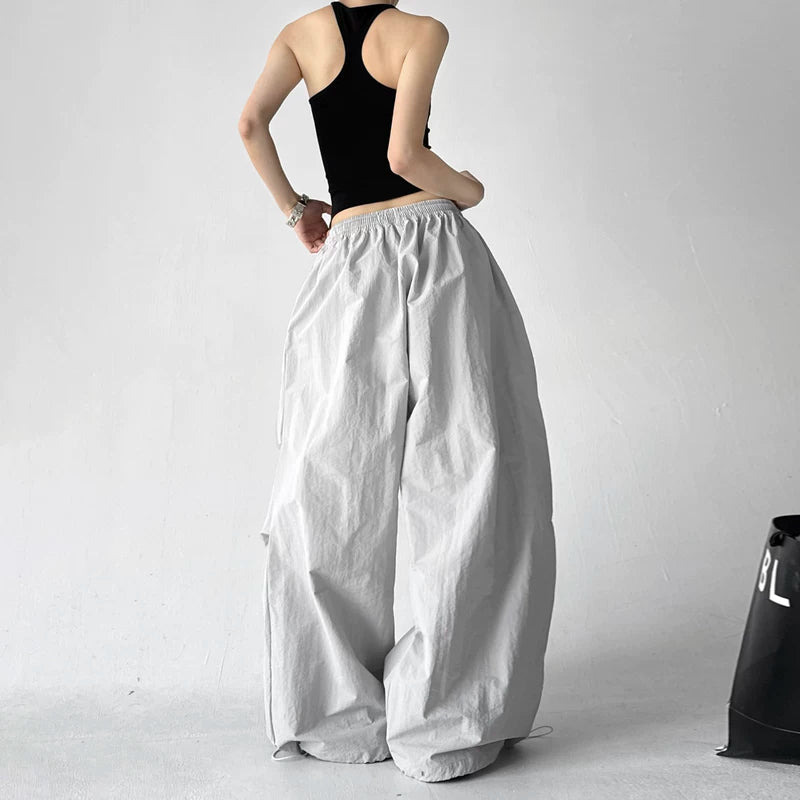 High-Waisted Wide-Leg Drawstring Workwear Pants 4