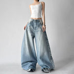 High Waisted Wide Leg Printed Jeans Pants 4
