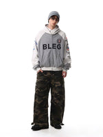 Hip Hop Distressed Zip Up Hooded Sweatshirt 5