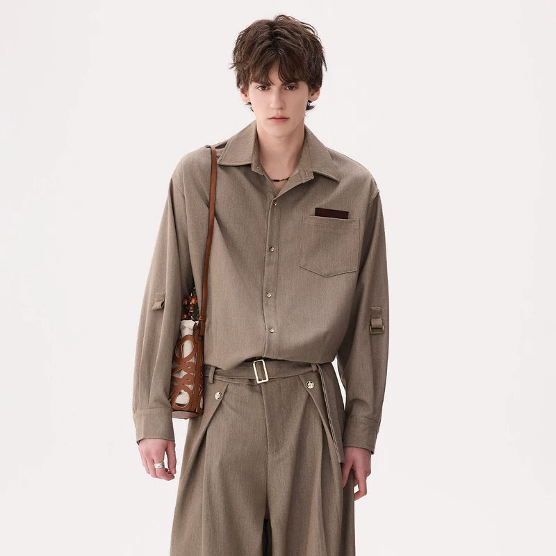 6016665476800,6016665476801,6016665476802,6016665476803, Ice Silk Collared Shirt and Pants Set