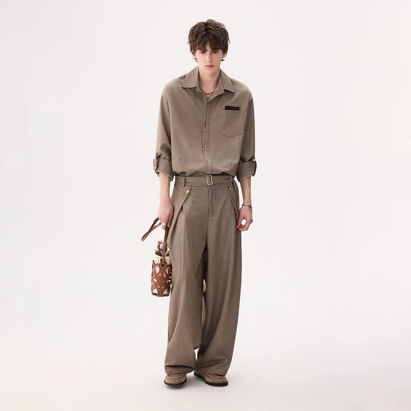 6182392386889,6182392386891,6182392386893,6182392386895, Ice Silk Collared Shirt and Pants Set