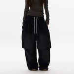 Double-Layer Wide-Leg Drawstring Sweatpants 5