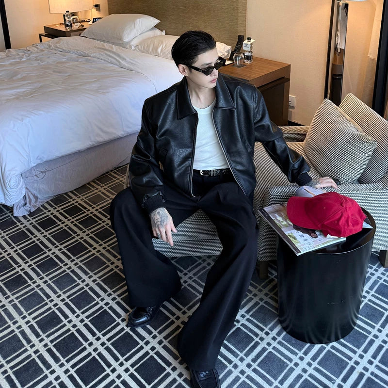 PU Leather Lapel Motorcycle Jacket 6