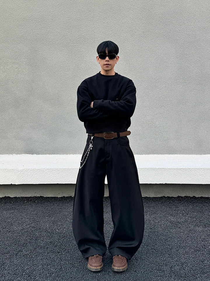 Black Wide-Leg Scimitar Jeans