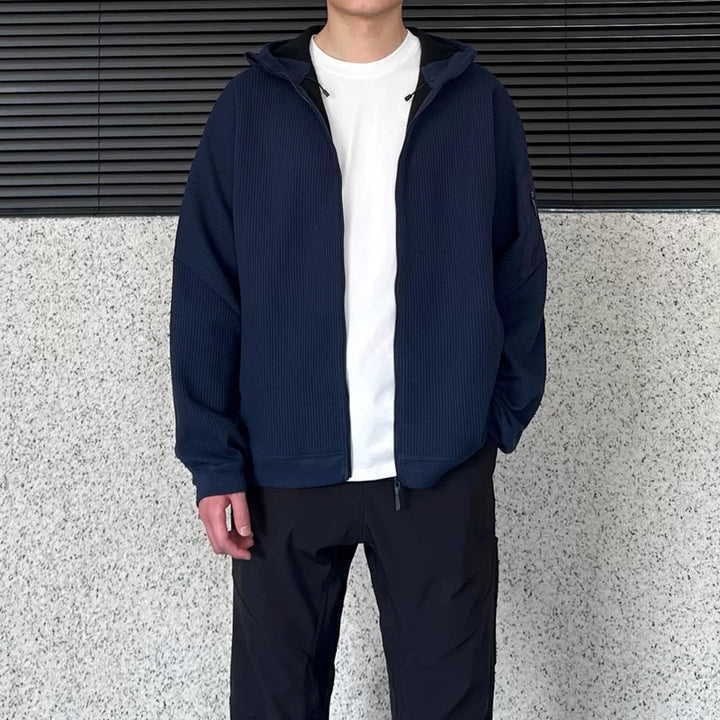 سويت شيرت بسحاب مع غطاء رأس من فليس الوافل 