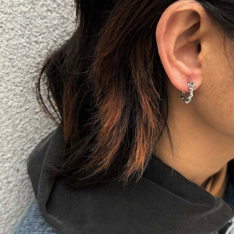 Sterling Silver Snake Hoop Earrings