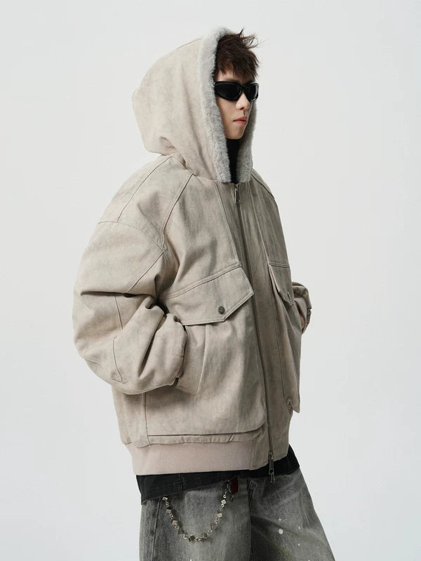 Fleece-Lined Hooded Winter Cotton Jacket