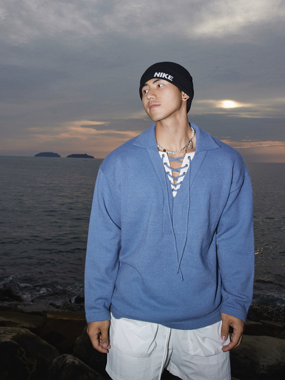 Kragenbinder Seil Strickpullover 