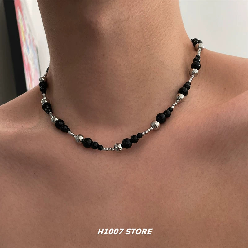 Colar de Corrente de Clavícula Hip-Hop com Miçangas 