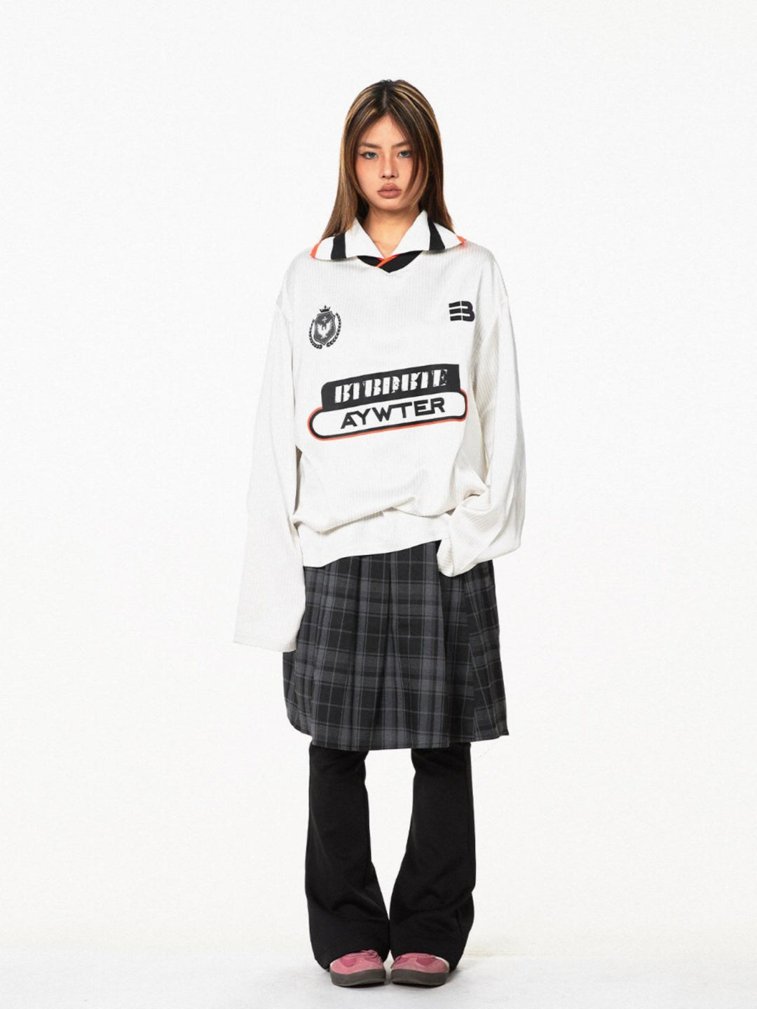 Retro Badge Polo Long-Sleeve Sweatshirt