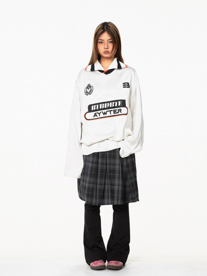 Retro Badge Polo Long-Sleeve Sweatshirt