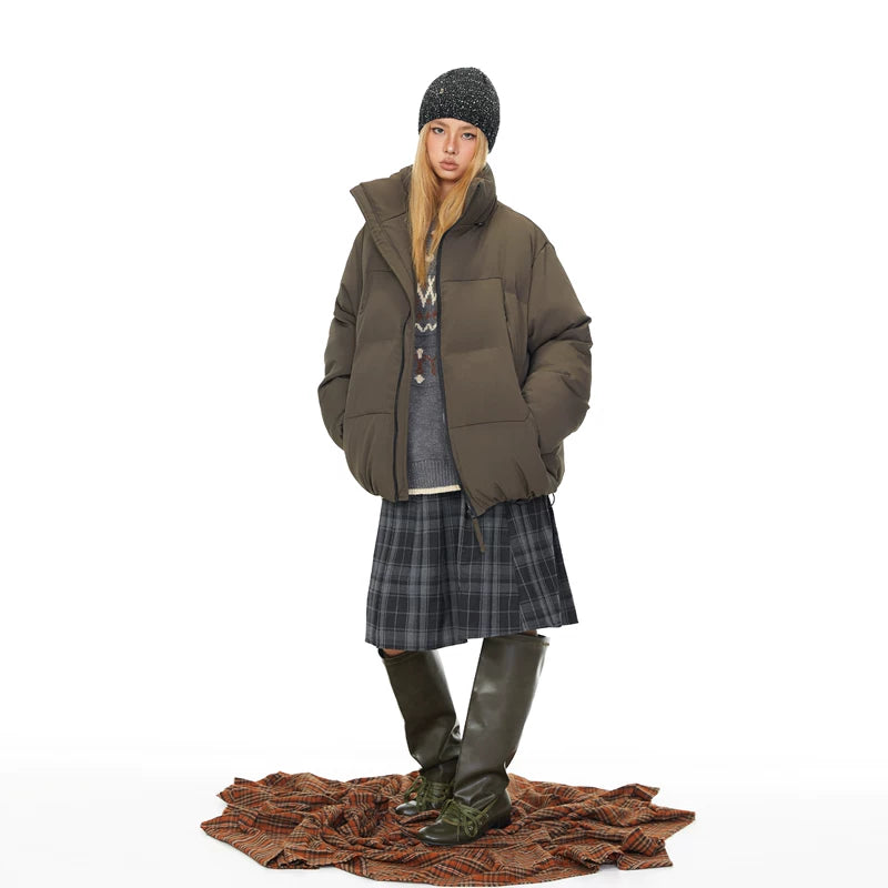 Stand Collar Zipper Padded Cotton Jacket