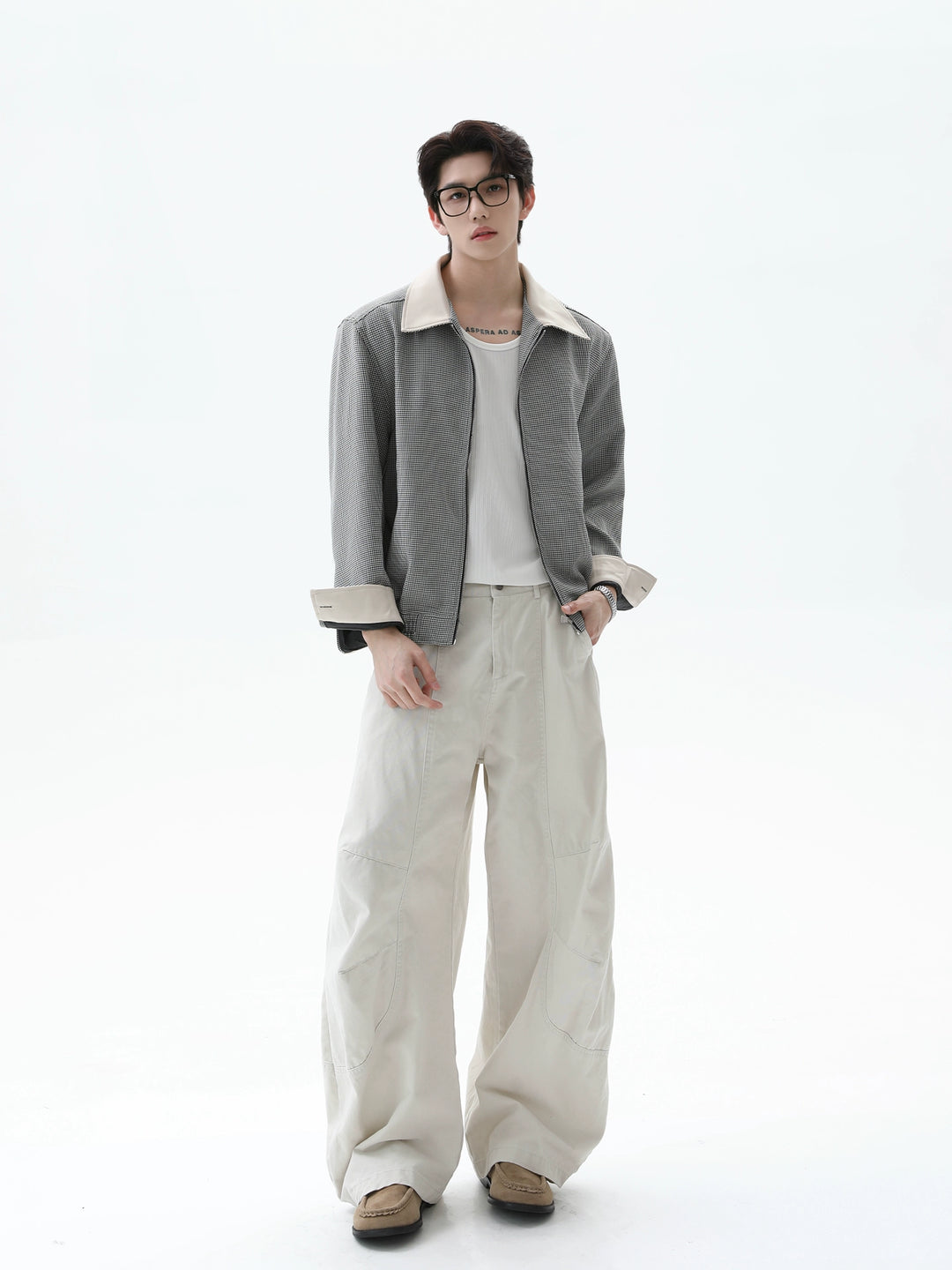 Houndstooth Lapel Short Jacket