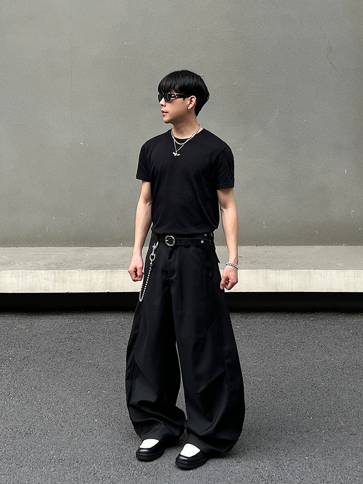 Wide-Leg Pleated Casual Pants