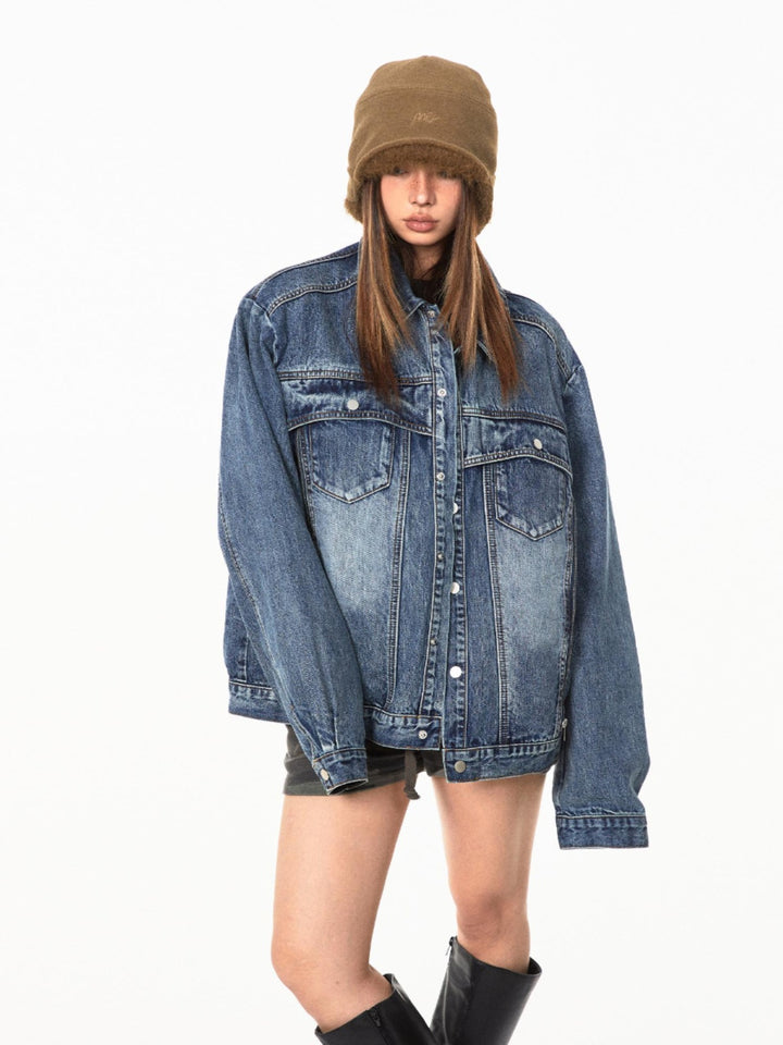 Short Loose Washed Denim Jacket