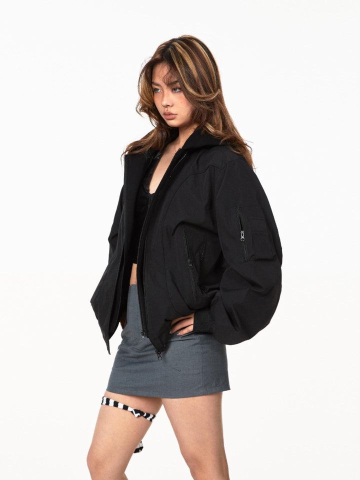 Deconstructed Multi-Zipper Loose Jacket