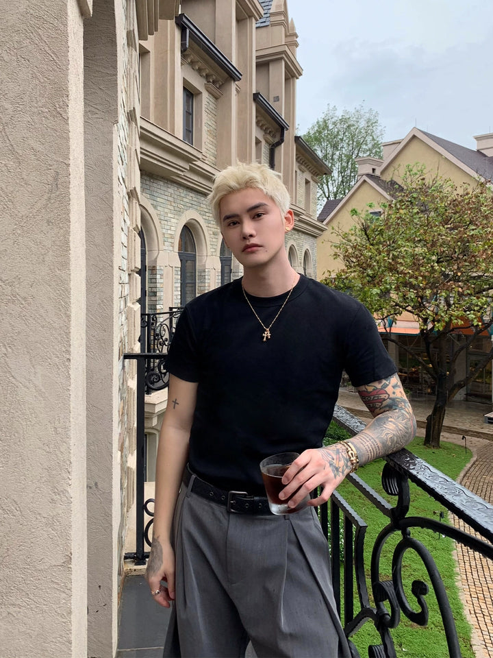 Slim Fit Round Neck Short Sleeve Pullover