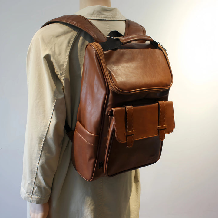 Mochila de cuero para laptop de gran capacidad 