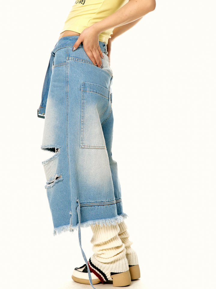 Ripped Cropped Bandage Casual Jeans