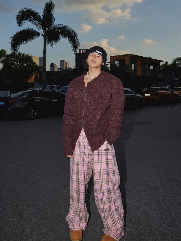 Pull en maille texturée à fermeture éclair rétro 