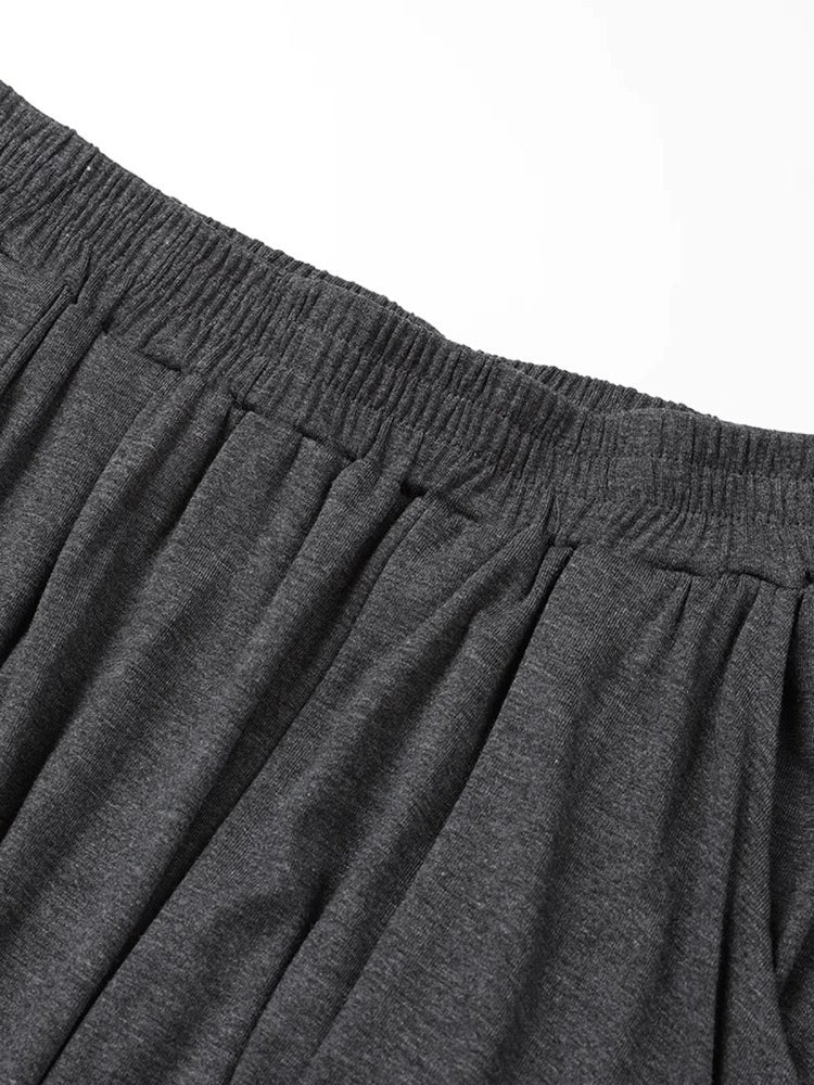 Elastic Waist Drape A-Line Long Skirt