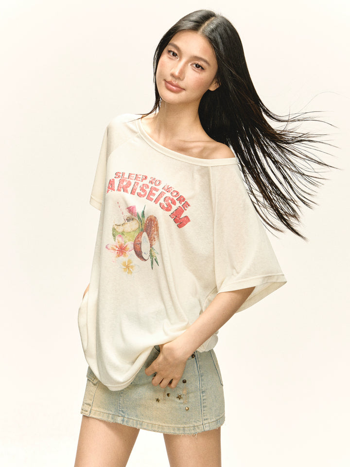 Camiseta Gráfica Oversized de Manga Curta 