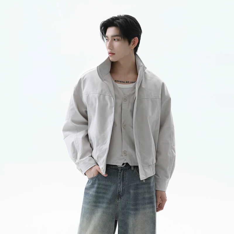 Stand Collar Loose Fit Short Jacket