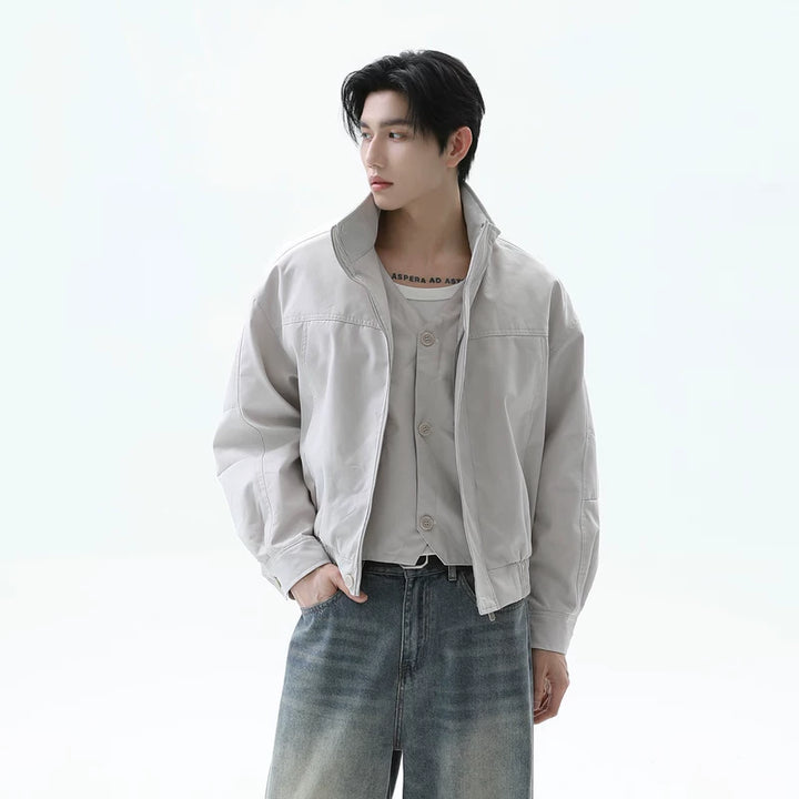 Stand Collar Loose Fit Short Jacket