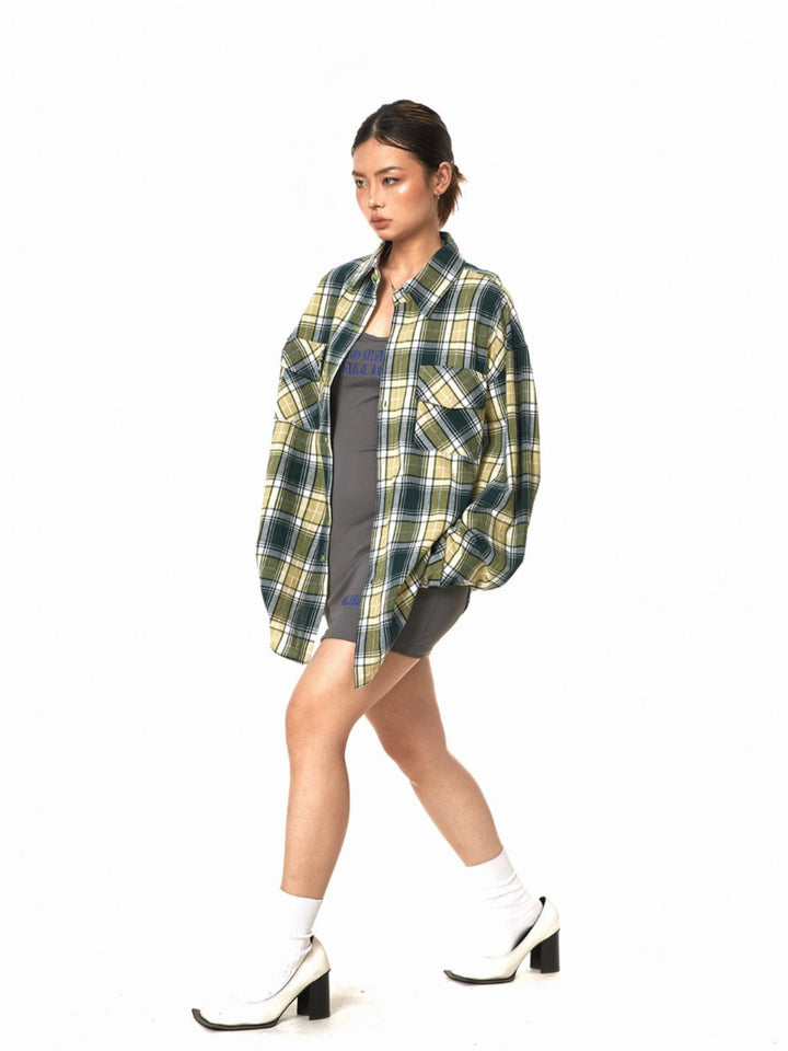 Plaid Brushed Long-Sleeve Casual Shirt