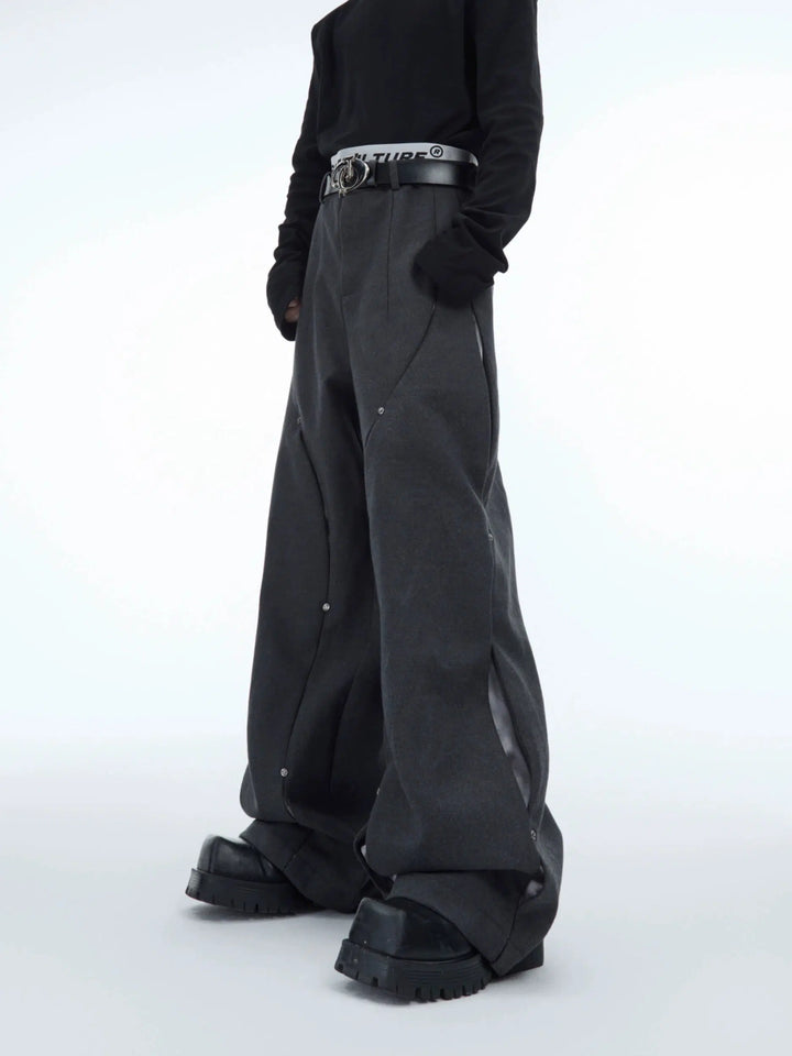 Metal Rivet Wide-leg Pants