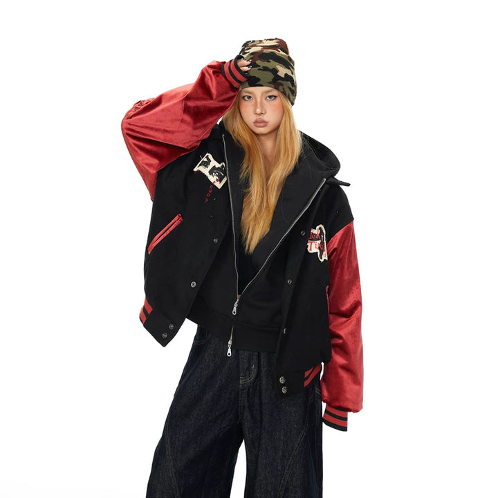 Embroidered Patchwork Baseball Jacket