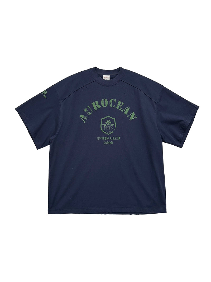 Distressed Ink Print Heavyweight Cotton T-shirt