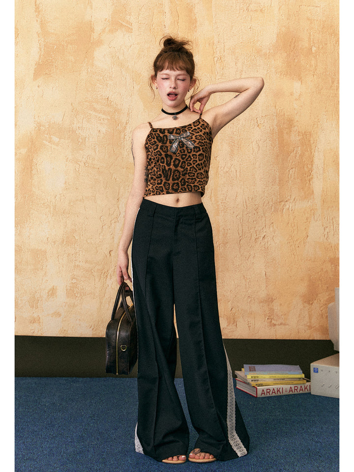 Leopardenmuster-Camisole mit Schleife 