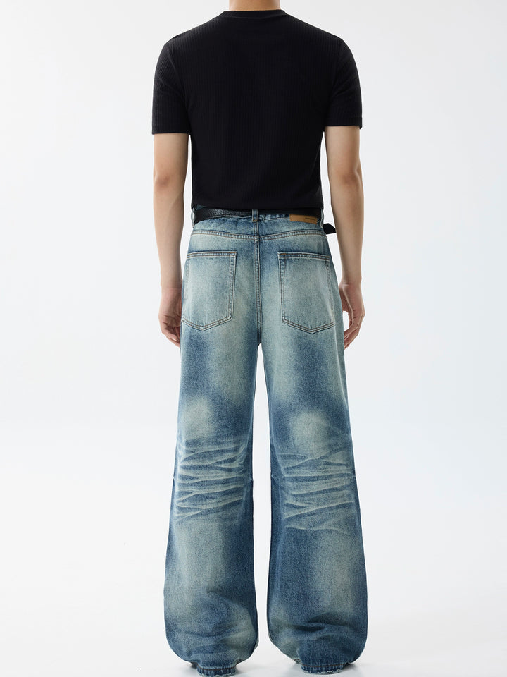 Jeans baggy évasés délavés rétro 