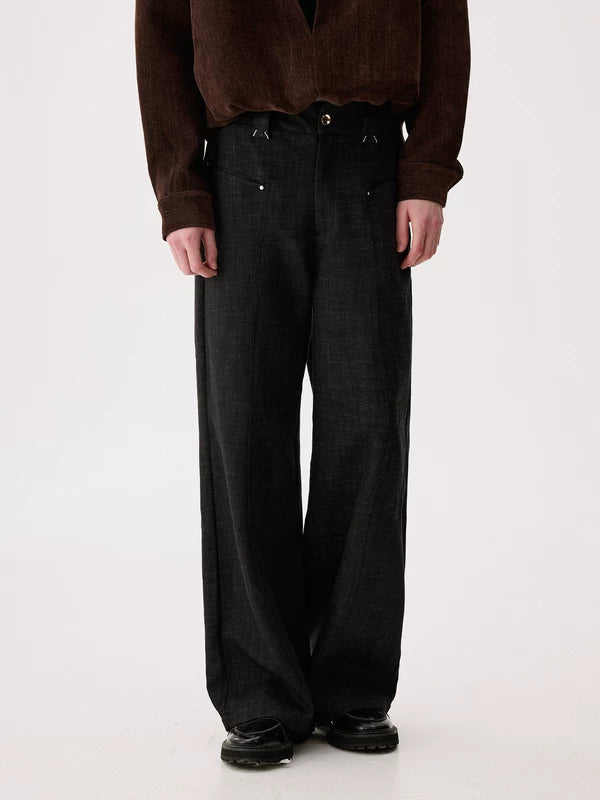 주름 방지 슬럽 데님 캐주얼 팬츠 