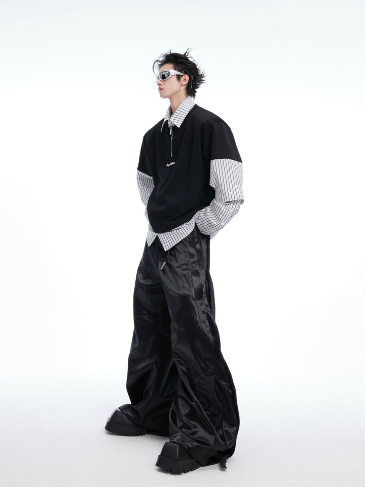 Patchwork Lapel Pullover