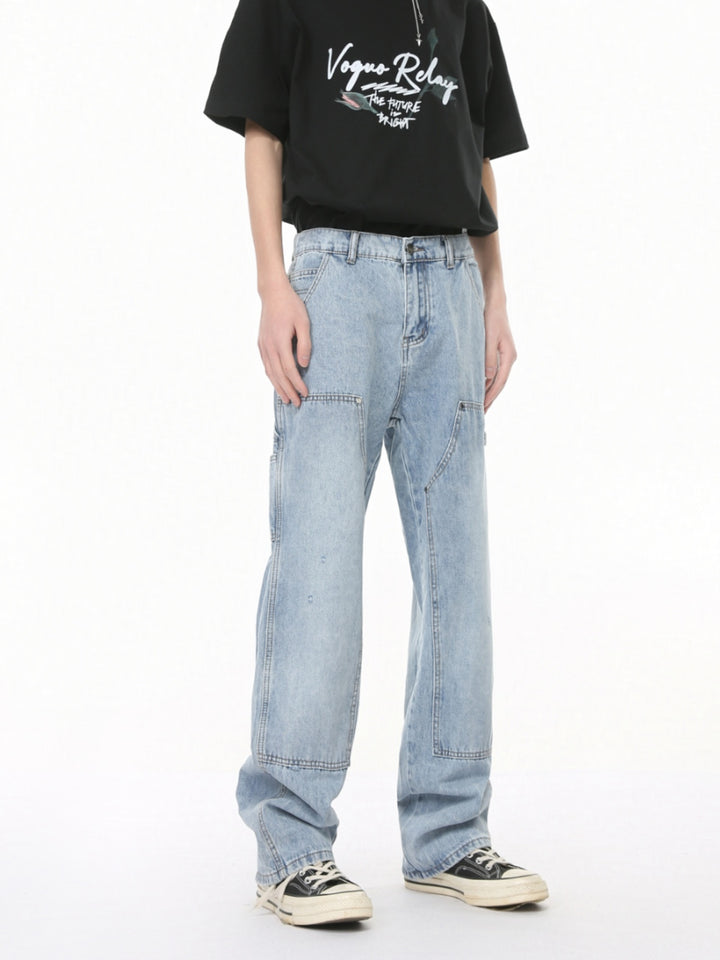 Pantalones de mezclilla rectos de talle medio sueltos 
