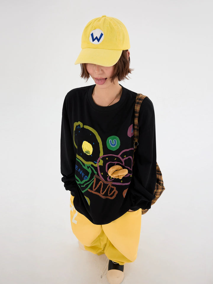 Chemise à col roulé à manches longues avec imprimé graffiti 