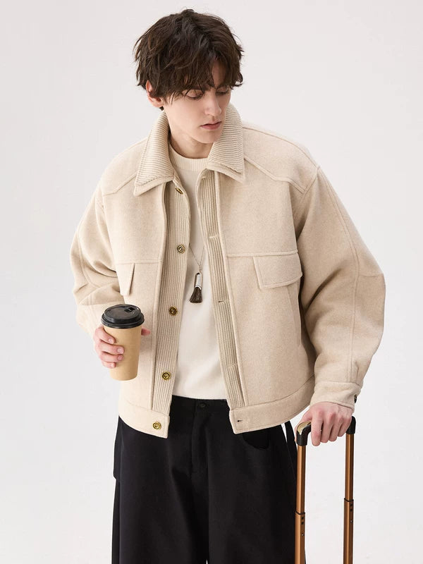 Doppelkragen Falsches Zweiteiliges Wolljackett 