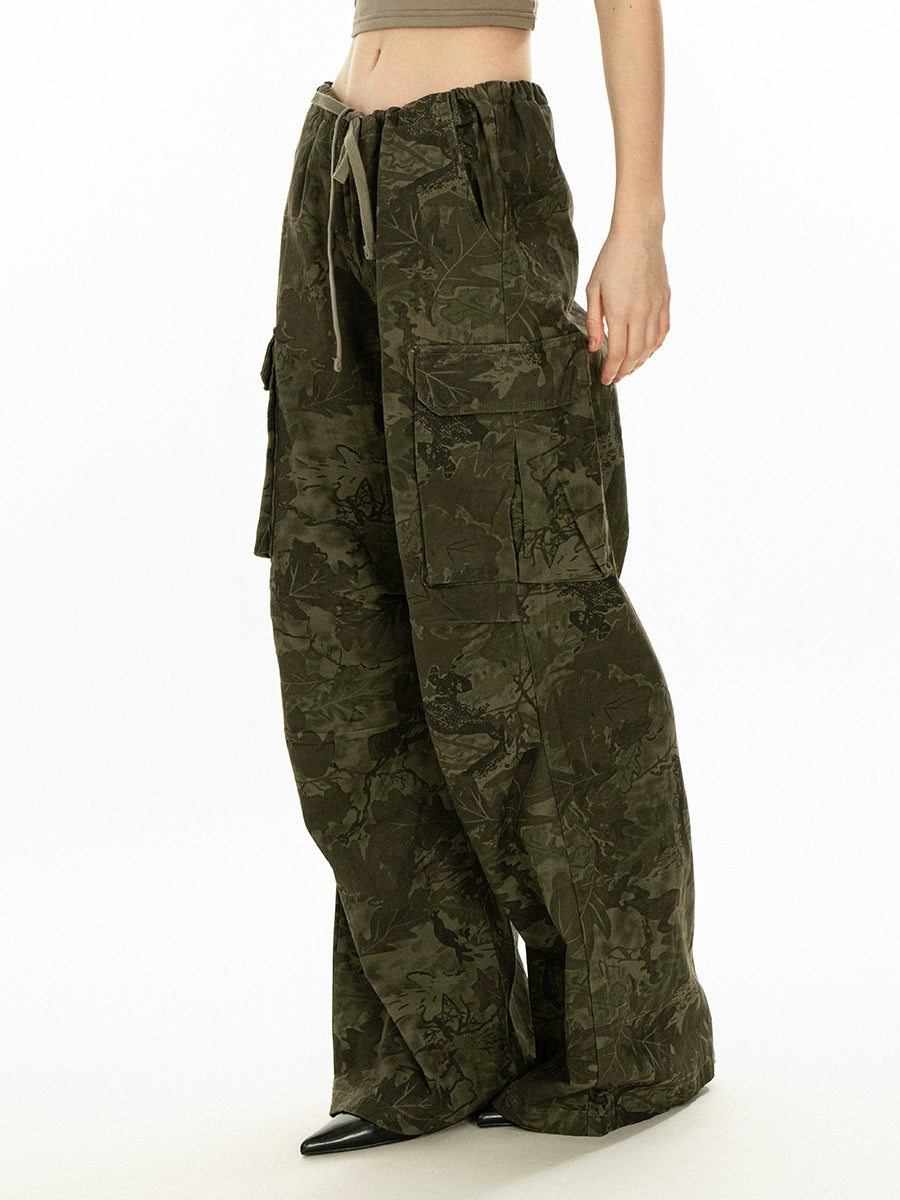 Retro Camouflage Wide-Leg Casual Pants