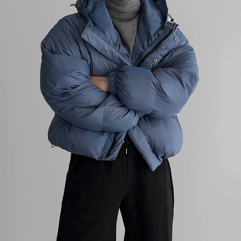 جاكيت قطن بقلنسوة مقاوم للرياح بياقة Stand 