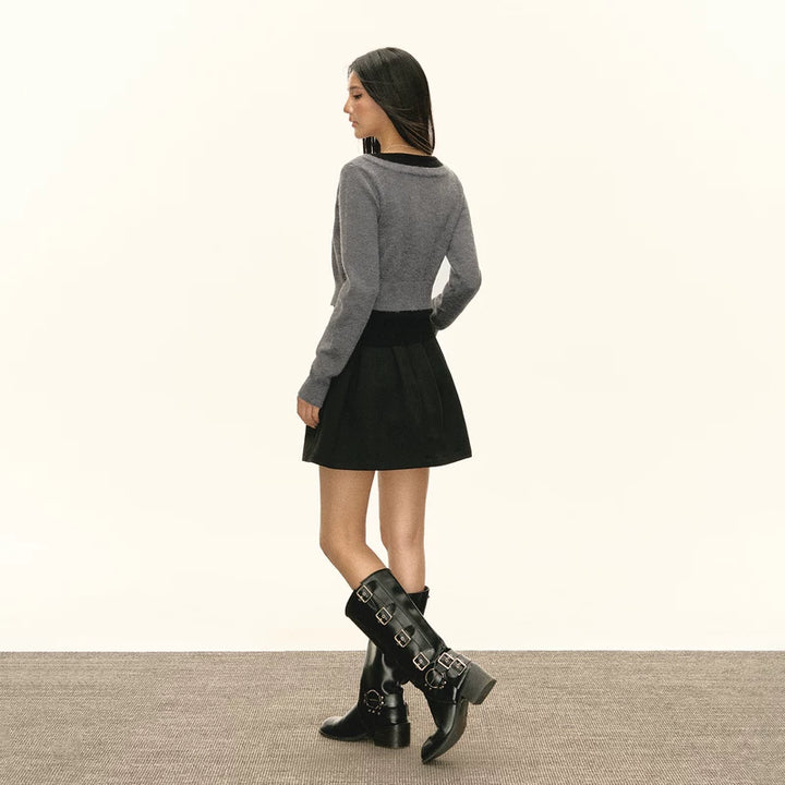 Retro Krótki Sweter Z Guzikami 