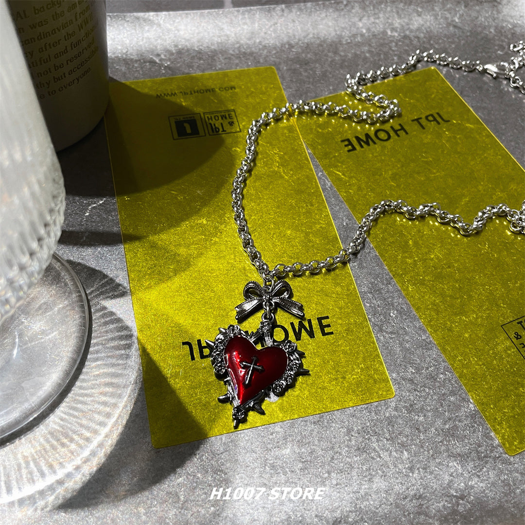 Heart Cross Retro Pendant Necklace