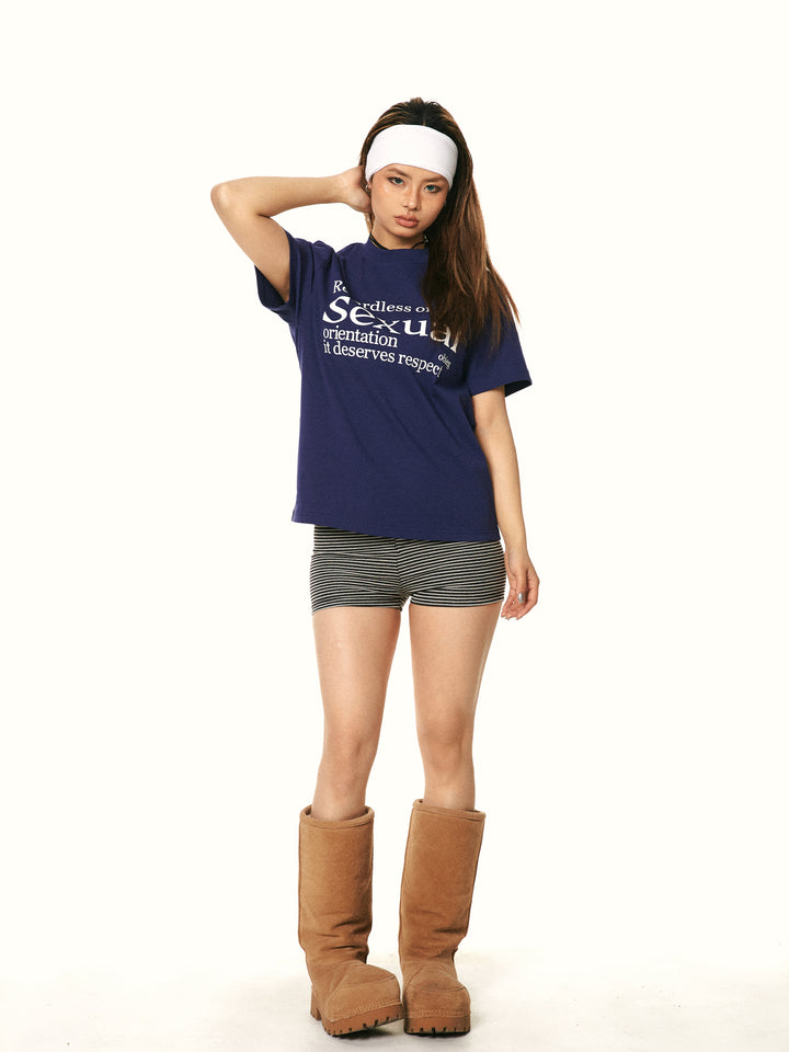 Short Letter Print Straight T-shirt