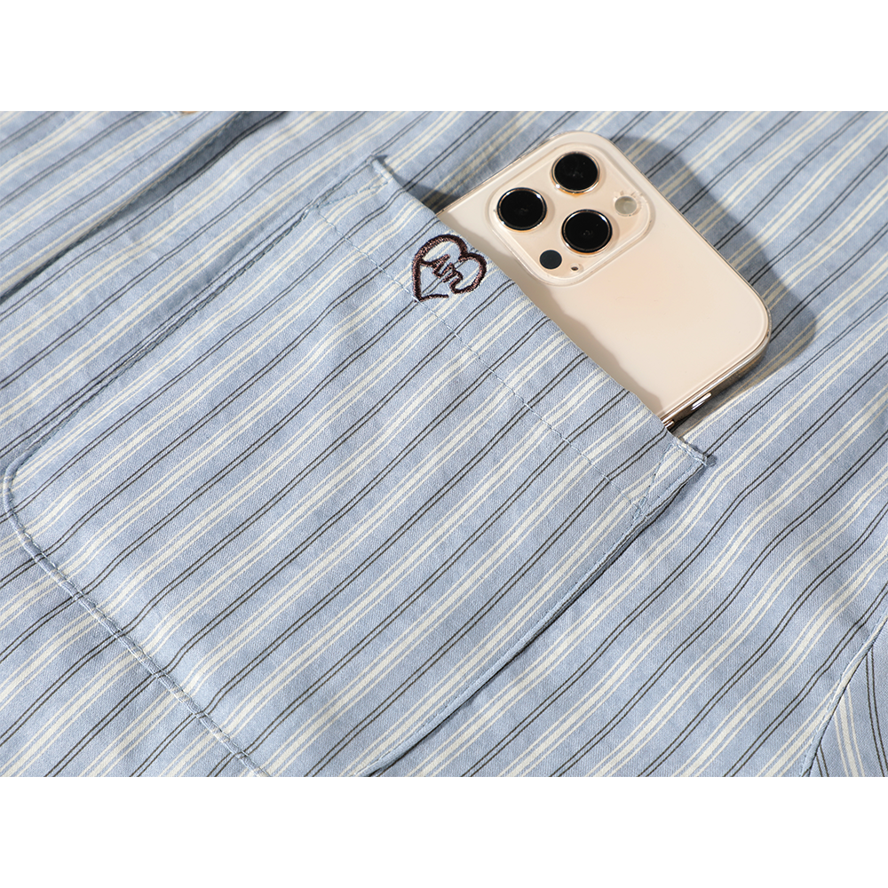 Chemise en suède à rayures, coupe ample 